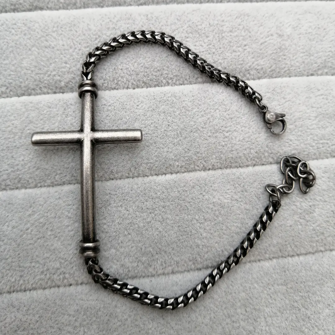 Pulsera Cruz, Acero Inoxidable Vintage, Hombre 5