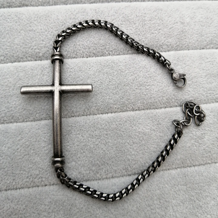 Pulsera Cruz, Acero Inoxidable Vintage, Hombre 5