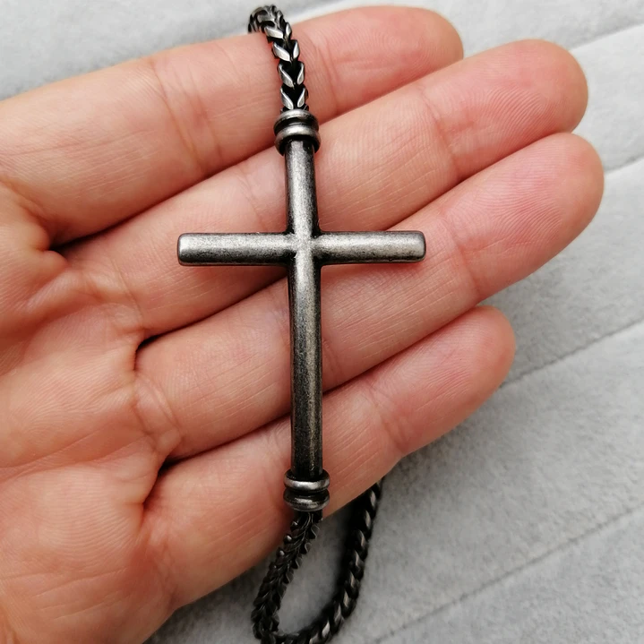 Pulsera Cruz, Acero Inoxidable Vintage, Hombre 3