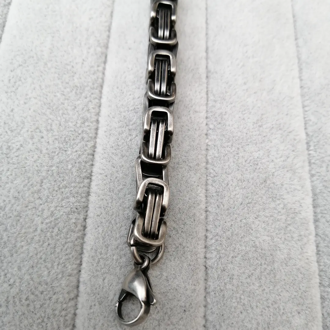 Pulsera Cuadrada Edimburgo 7mm., Acero Inoxidable Vintage 7