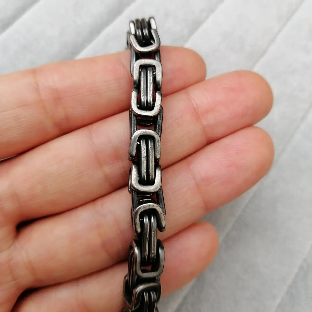 Pulsera Cuadrada Edimburgo 6mm., Acero Inoxidable Vintage 3