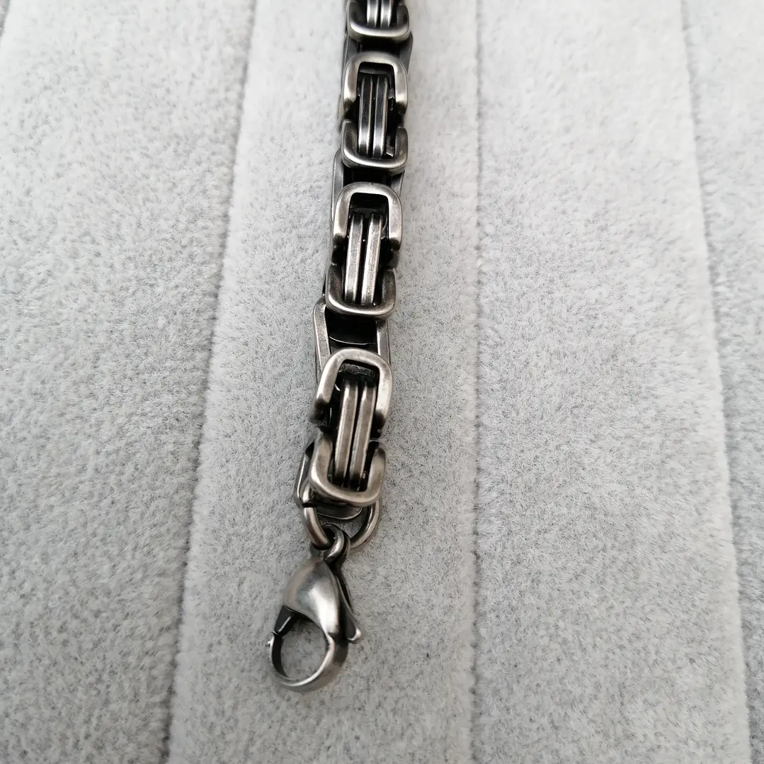 Pulsera Cuadrada Edimburgo 6mm., Acero Inoxidable Vintage 5