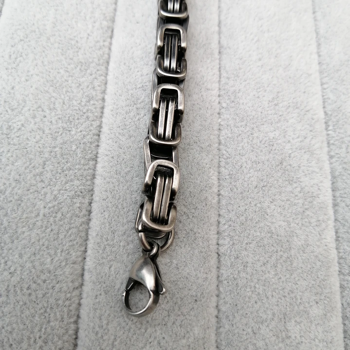 Pulsera Cuadrada Edimburgo 6mm., Acero Inoxidable Vintage 5