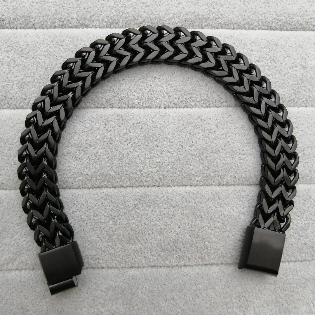 Pulsera Negra Espiga 11mm. Acero Inoxidable, Hombre 5