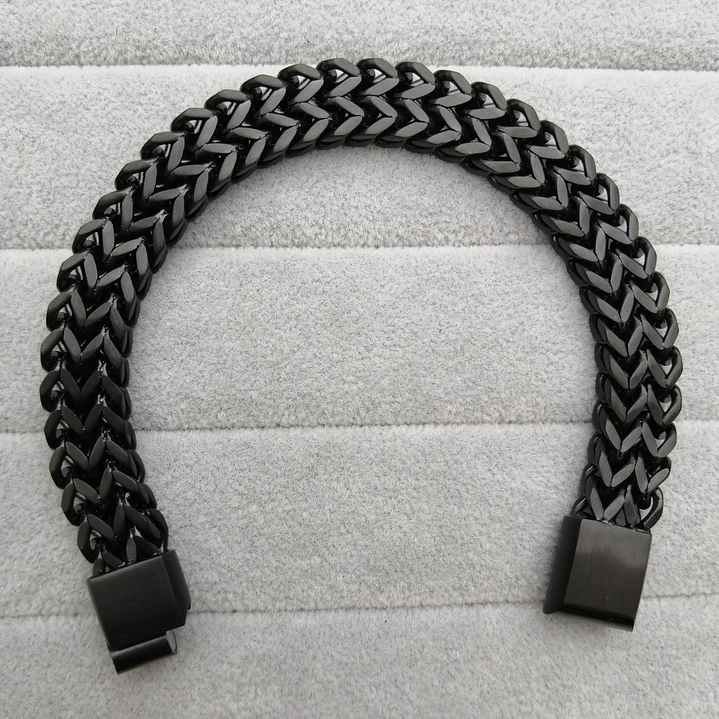Pulsera Negra Espiga 11mm. Acero Inoxidable, Hombre 5