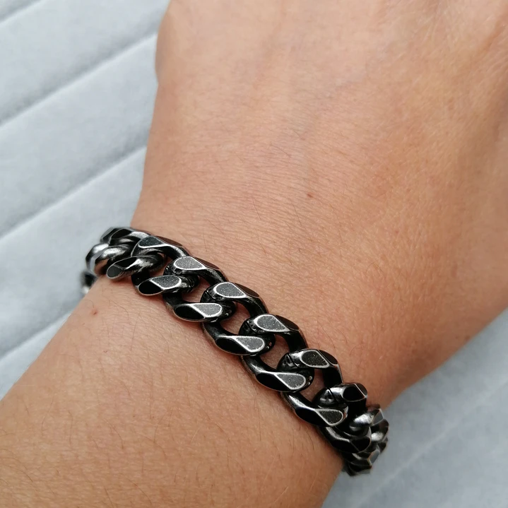 Pulsera Cadena Cubana Vintage 10mm., Acero Inoxidable 2