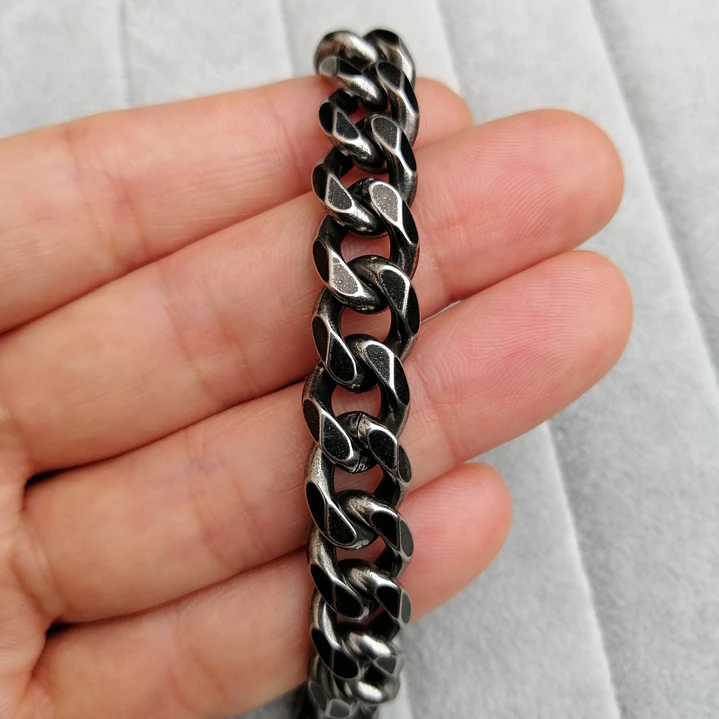 Pulsera Cadena Cubana Vintage 10mm., Acero Inoxidable 3