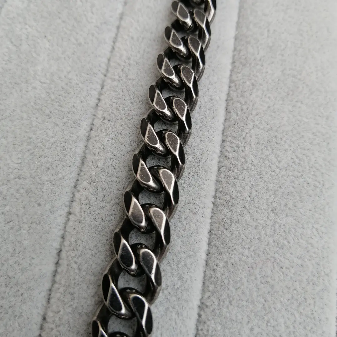 Pulsera Cadena Cubana Vintage 10mm., Acero Inoxidable 4