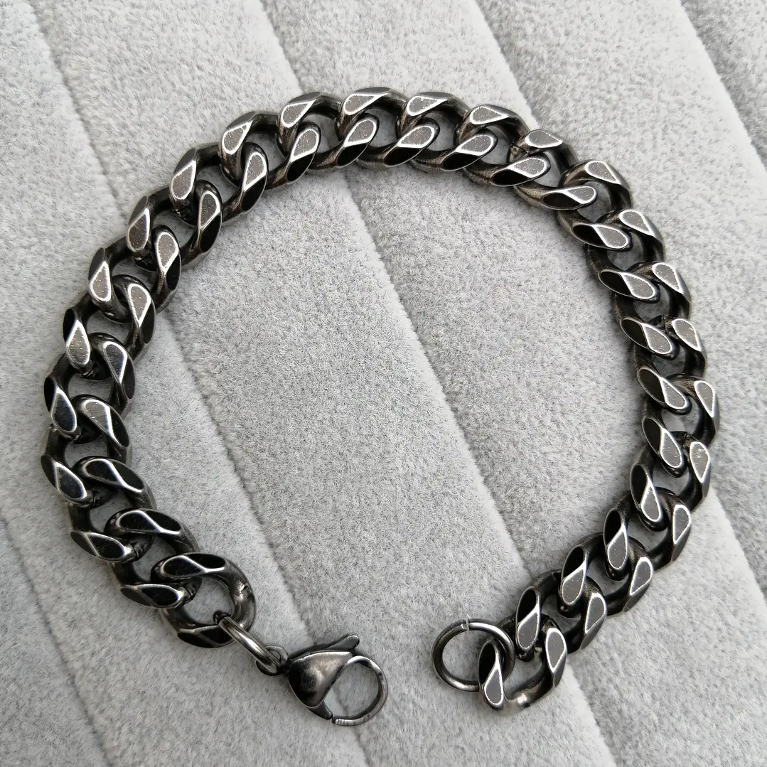 Pulsera Cadena Cubana Vintage 10mm., Acero Inoxidable 6