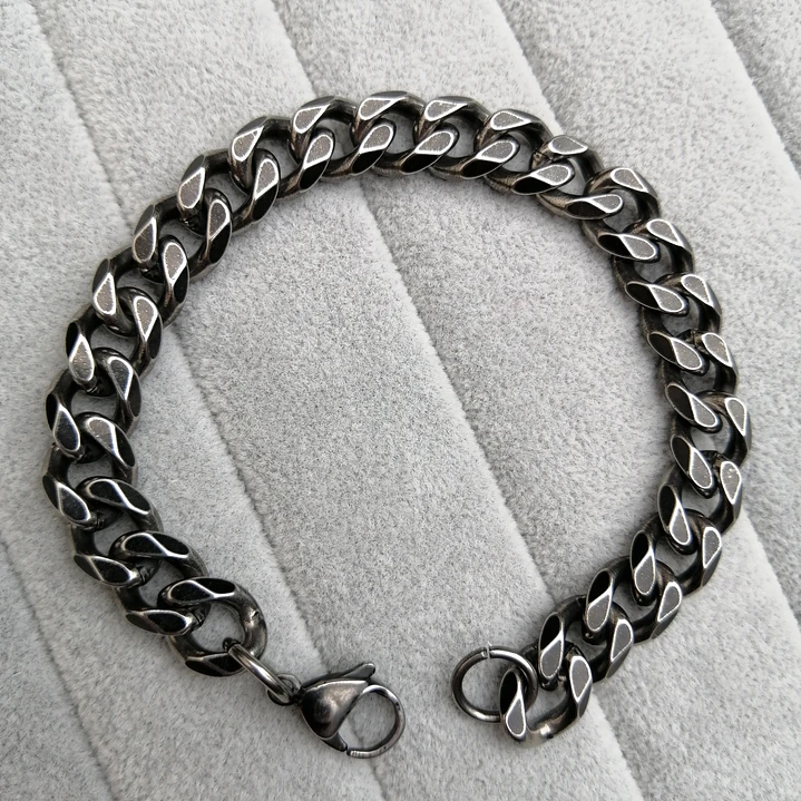 Pulsera Cadena Cubana Vintage 10mm., Acero Inoxidable 6