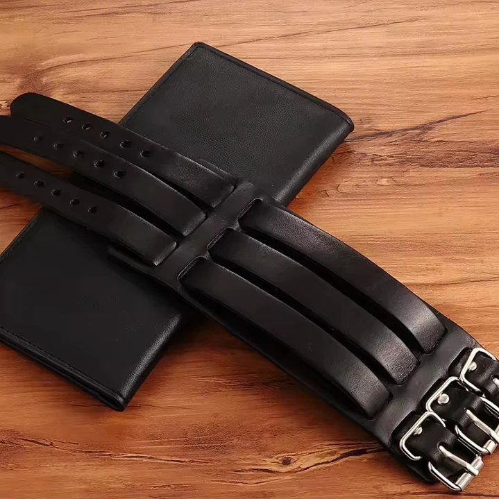 Pulsera Muñequera Cuero Negro Hebilla Ajustable, Hombre 4