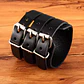 Pulsera Muñequera Cuero Negro Hebilla Ajustable, Hombre - Miniatura 3