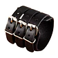 Pulsera Muñequera Cuero Negro Hebilla Ajustable, Hombre - Miniatura 1