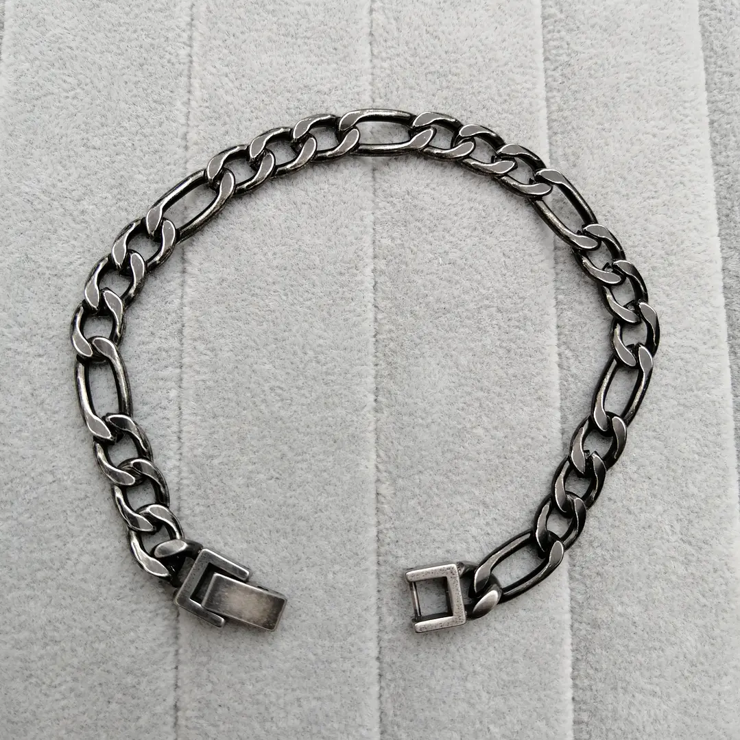 Pulsera Cadena 7mm, Acero Inoxidable Envejecido, Hombre 5