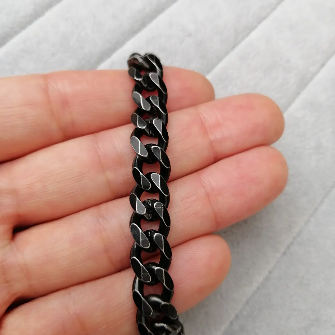 Pulsera Cubana 9mm, Acero Inoxidable Envejecido, Hombre 3
