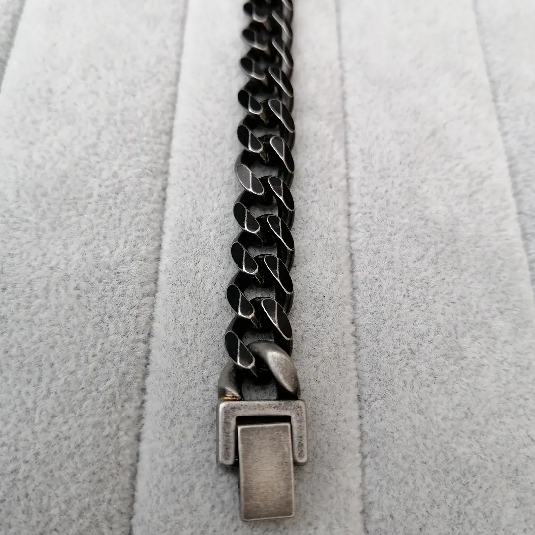 Pulsera Cubana 9mm, Acero Inoxidable Envejecido, Hombre 4