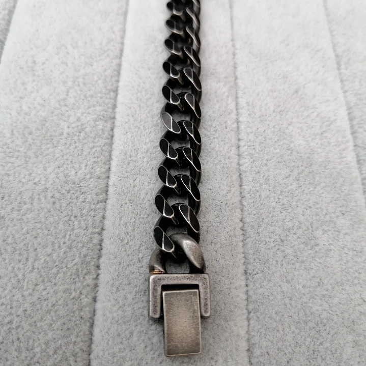 Pulsera Cubana 9mm, Acero Inoxidable Envejecido, Hombre 4