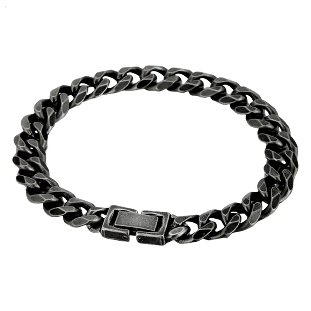 Pulsera Cubana 9mm, Acero Inoxidable Envejecido, Hombre 1
