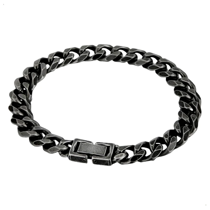 Pulsera Cubana 9mm, Acero Inoxidable Envejecido, Hombre 1