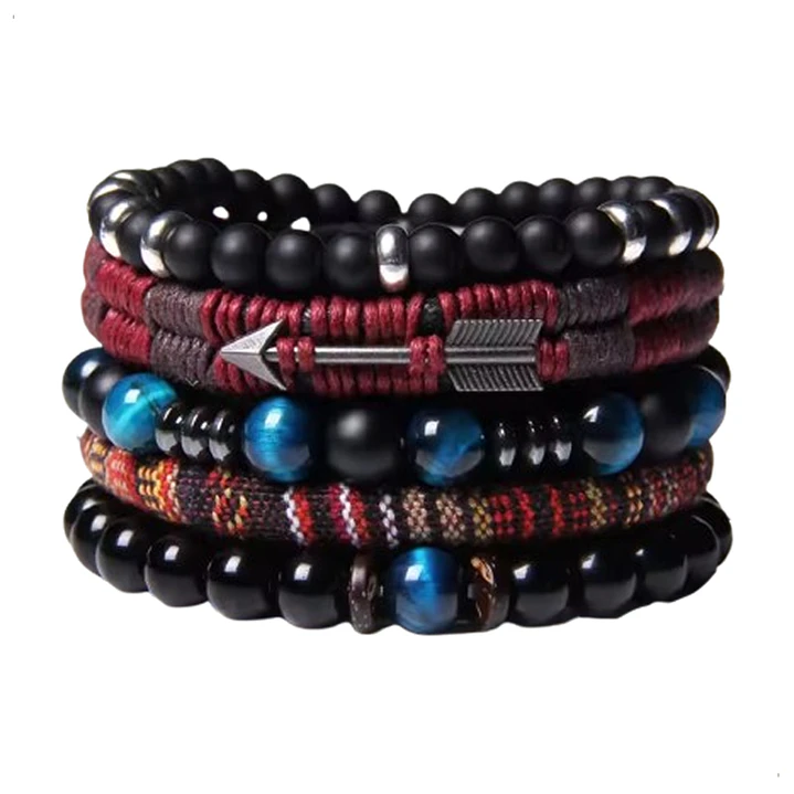 Conjunto Pulseras Piedras Naturales Ónix, Ojo Tigre, Arrow 1