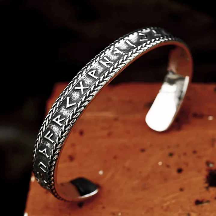 Brazalete Vikingo Runas, Acero Inoxidable Vintage, Hombre Mujer 2