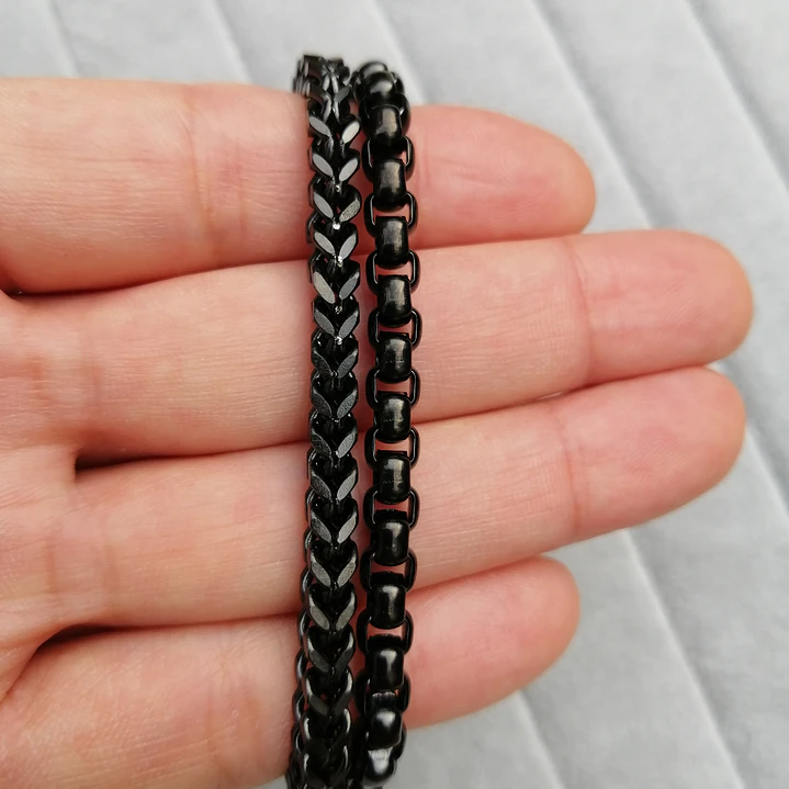Pulsera Doble Cadena, Acero Inoxidable Black, Hombre 3