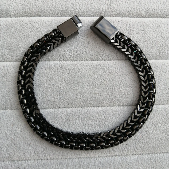 Pulsera Doble Cadena, Acero Inoxidable Black, Hombre 4