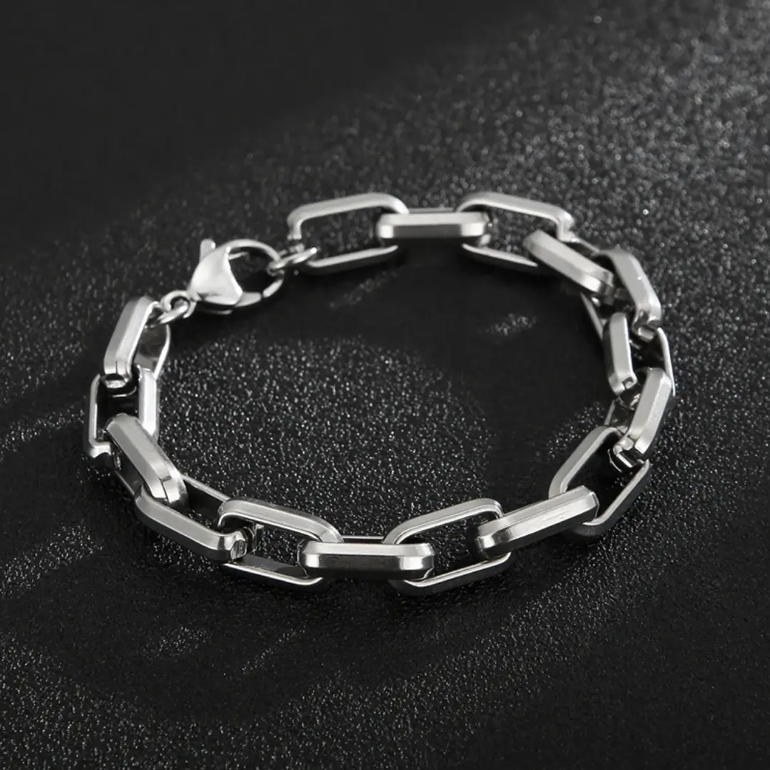 Pulsera Cadena Silver 9mm, Acero Inoxidable, Hombre 2