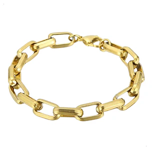 Pulsera Cadena Gold 9mm, Acero Inoxidable, Hombre