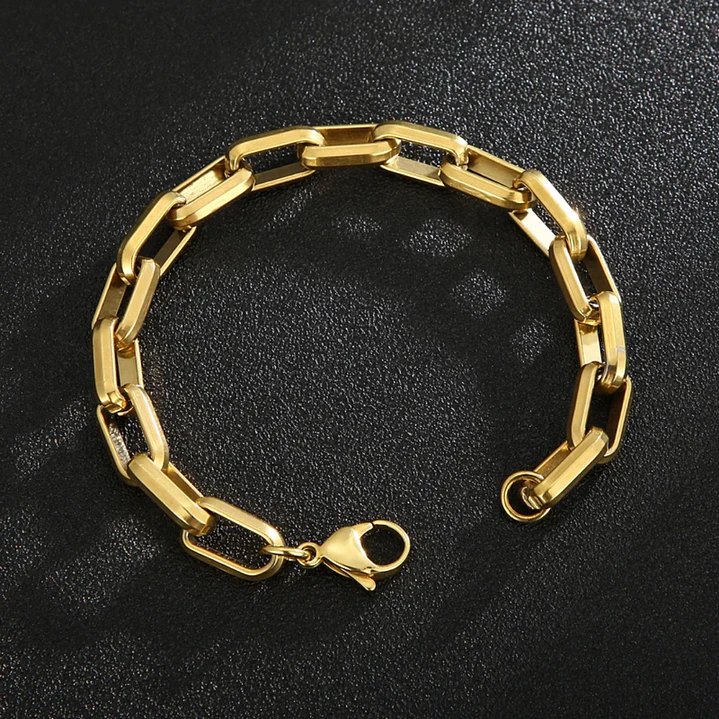 Pulsera Cadena Gold 9mm, Acero Inoxidable, Hombre 2