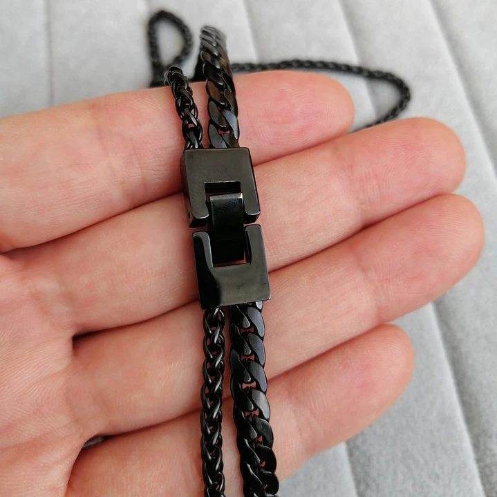 Collar Doble Cadena Con Cruz, Acero Inoxidable, Hombre 5