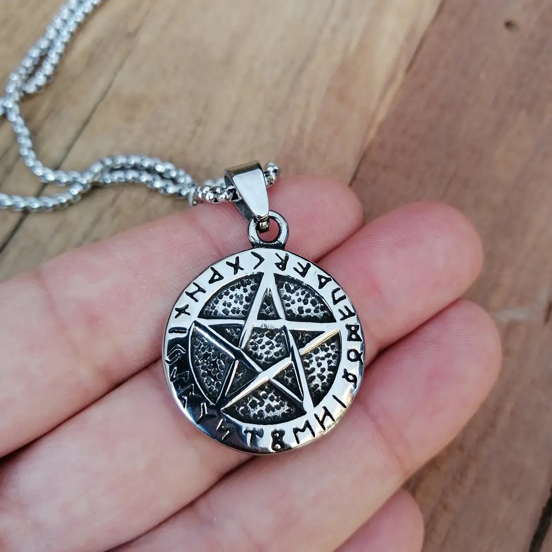 Collar Pentagrama Pequeño, Acero Inoxidable, Hombre Mujer 4