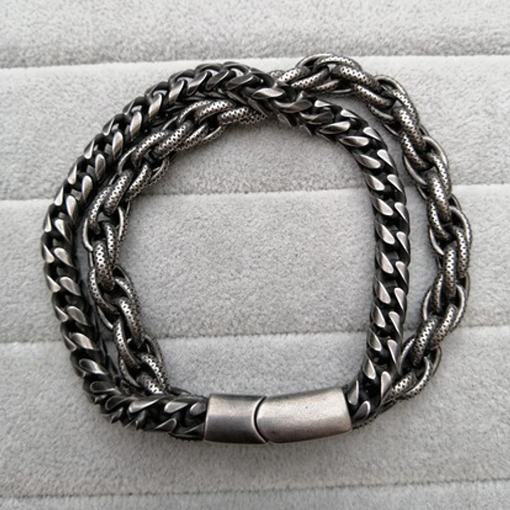 Pulsera Doble Cadena Vedder, Acero Inoxidable, Hombre 5