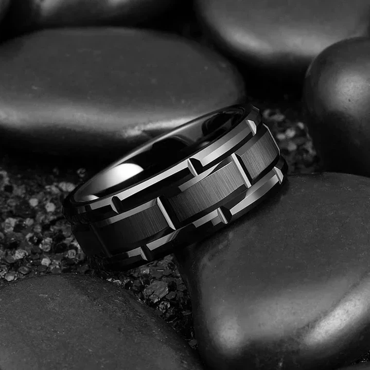 Anillo Tungsteno Hombre Black Nova 8mm, Elegante y Moderno 2