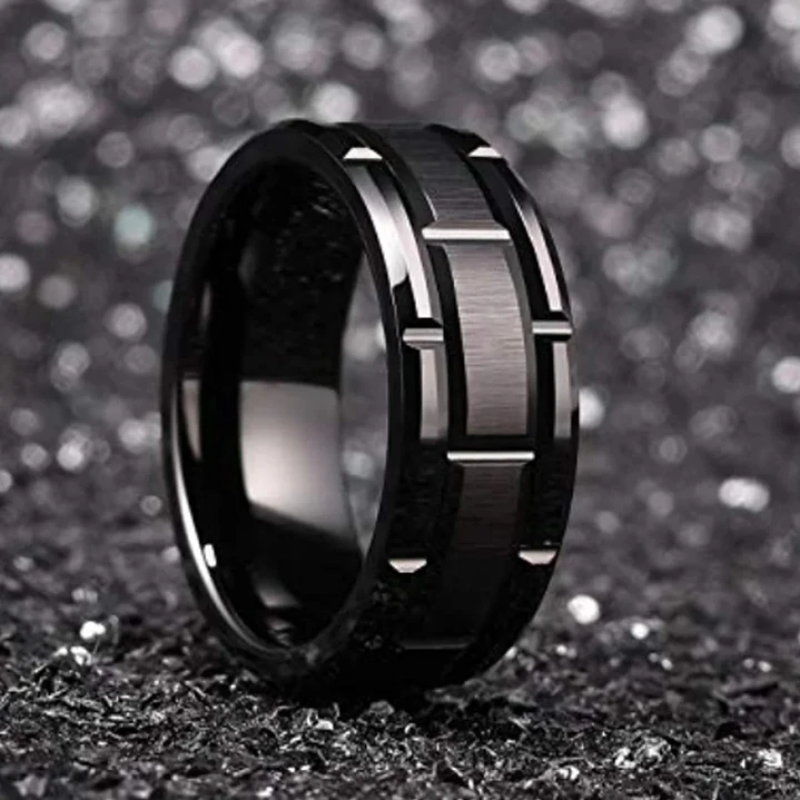 Anillo Tungsteno Hombre Black Nova 8mm, Elegante y Moderno 3