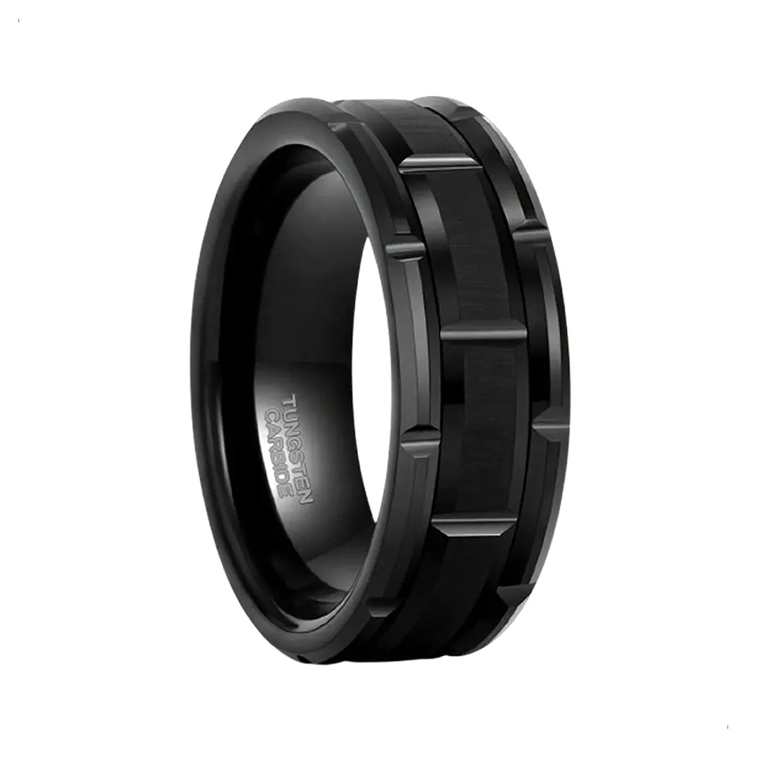 Anillo Tungsteno Hombre Black Nova 8mm, Elegante y Moderno 1