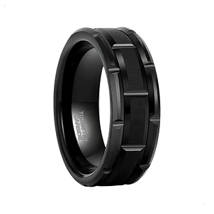 Anillo Tungsteno Hombre Black Nova 8mm, Elegante y Moderno