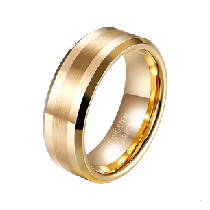 Anillo Tungsteno Eclipse Gold 8mm, Compromiso Premium