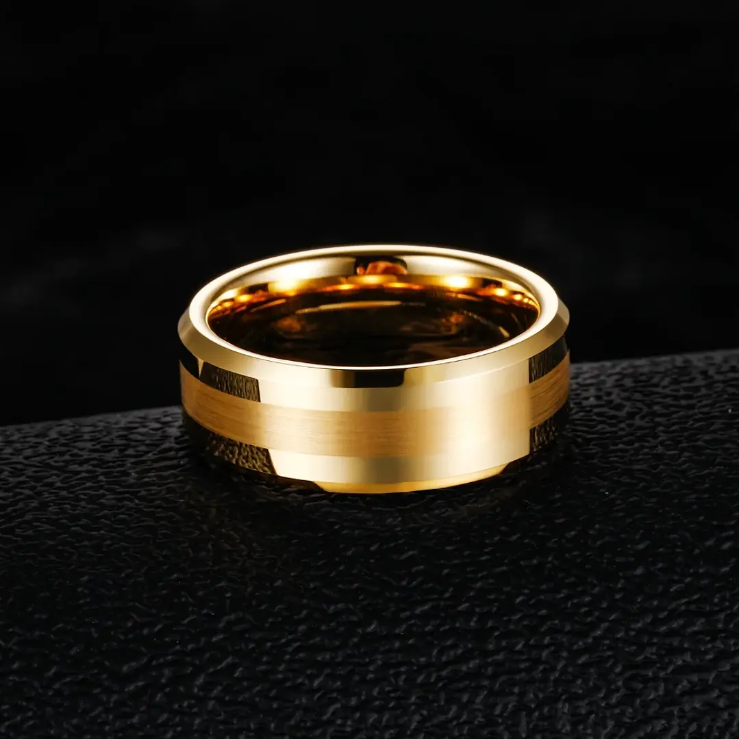 Anillo Tungsteno Eclipse Gold 8mm, Compromiso Premium 5
