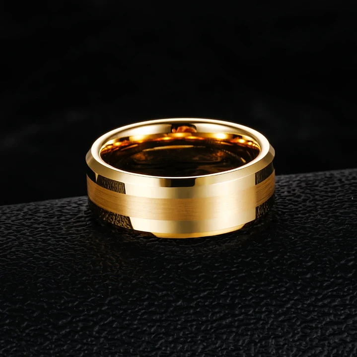 Anillo Tungsteno Eclipse Gold 8mm, Compromiso Premium 5
