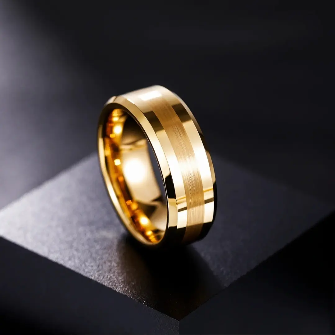 Anillo Tungsteno Eclipse Gold 8mm, Compromiso Premium 2