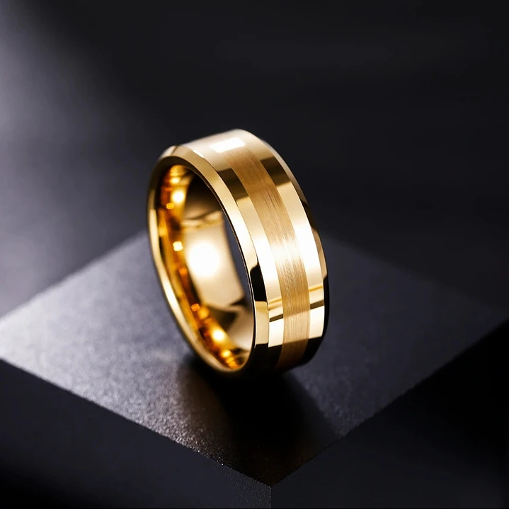 Anillo Tungsteno Eclipse Gold 8mm, Compromiso Premium 2