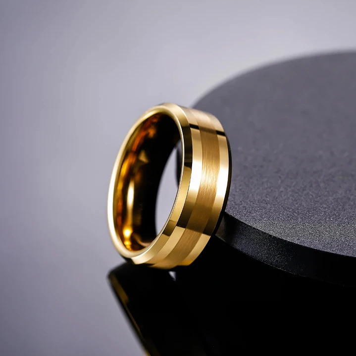 Anillo Tungsteno Eclipse Gold 8mm, Compromiso Premium 3