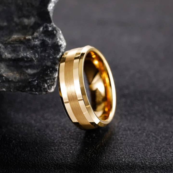 Anillo Tungsteno Eclipse Gold 8mm, Compromiso Premium 4