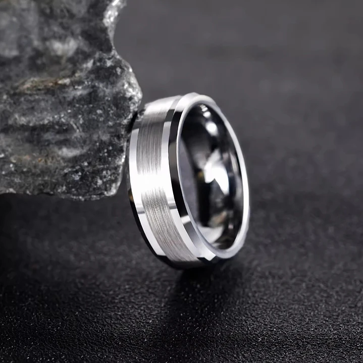 Anillo Tungsteno Eclipse Silver 8mm, Compromiso Premium 2