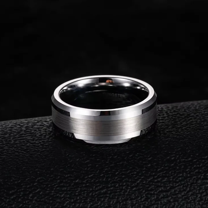 Anillo Tungsteno Eclipse Silver 8mm, Compromiso Premium 3