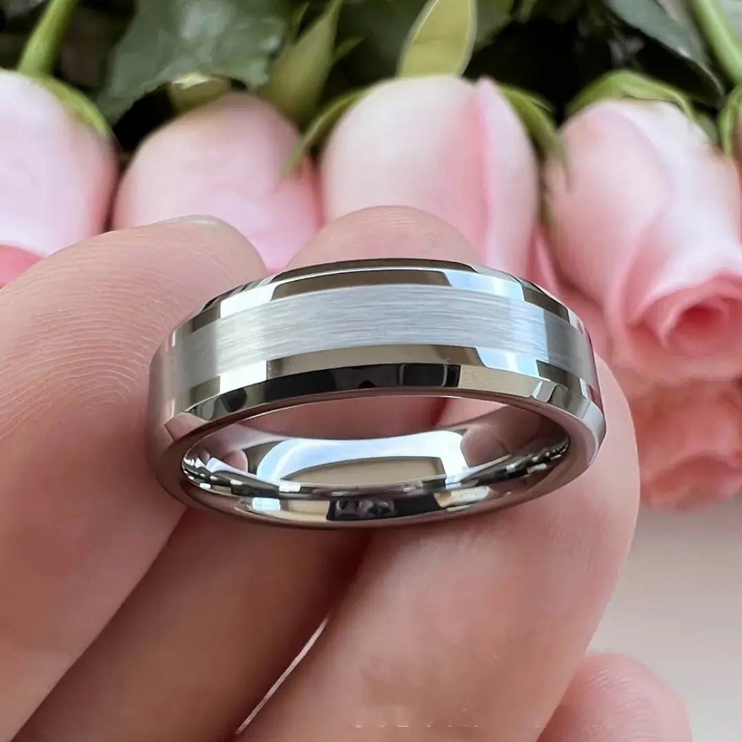 Anillo Tungsteno Eclipse Silver 8mm, Compromiso Premium 4