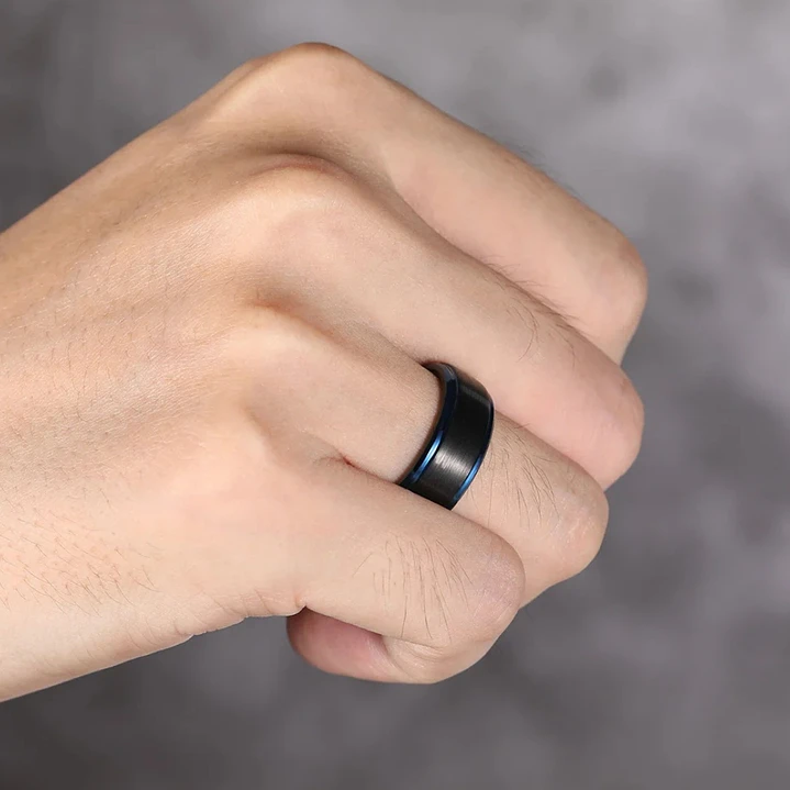 Anillo Tungsteno Hombre Cosmic Blue 8mm, Alta Resistencia 4