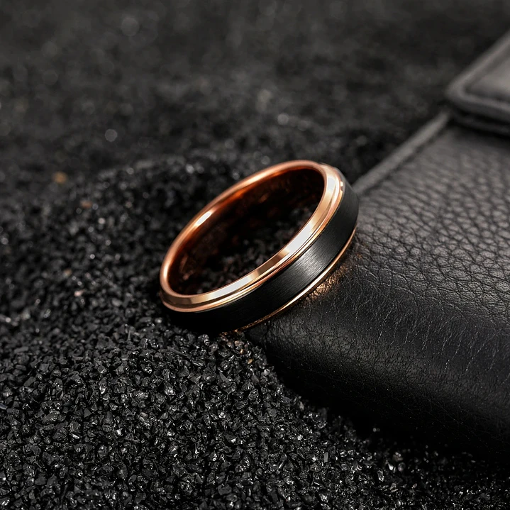 Anillo Tungsteno Compromiso Black Rose 6mm, Ultra Resistente 3