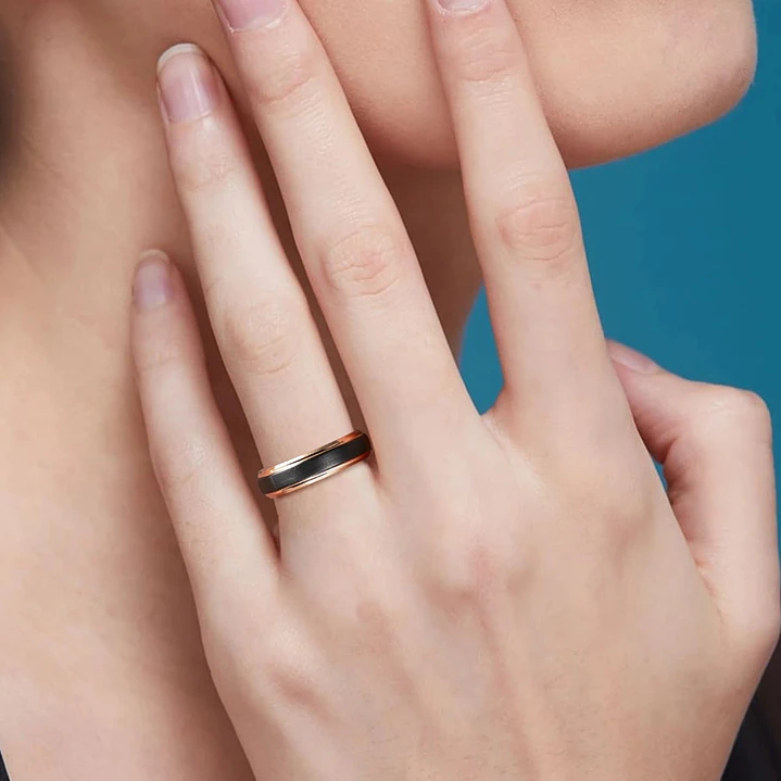 Anillo Tungsteno Compromiso Black Rose 6mm, Ultra Resistente 4
